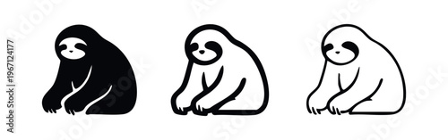 Sloth icon set, cute vector illustration.