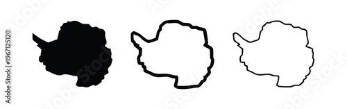 Antarctica Continent Map Icon Set, Global Geography Vector Outline and Solid Symbols
