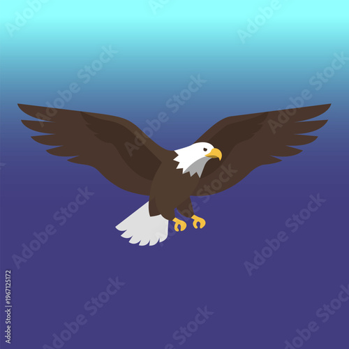 Flying Eagle Illustration in Minimal Flat Style