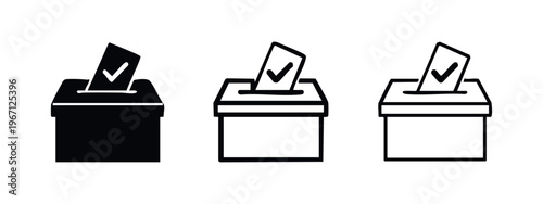 Ballot box and vote icon set for elections and democratic process.