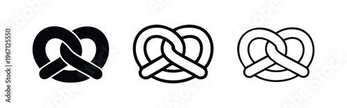 Classic Pretzel Icons Collection - Traditional Baked Snack Symbols in Various Styles