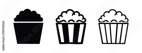 Cinema Popcorn Icons Collection - Classic Movie Snack Symbols for Entertainment