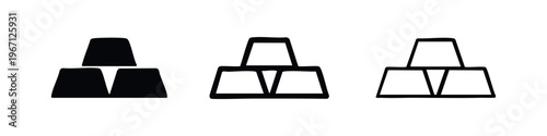 Stacked gold bars icon set, wealth, investment, and financial prosperity symbol