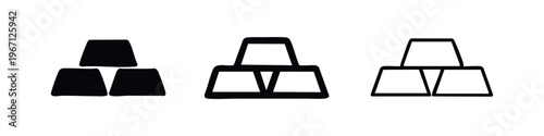 Stacked gold bars icon set, wealth, investment, and financial prosperity symbol