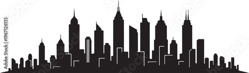 Black and white city skyline silhouette
