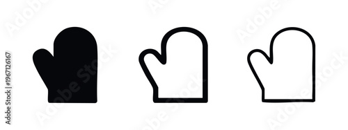 Oven Mitt Icon Set - Kitchen Glove for Safe Baking and Cooking Protection