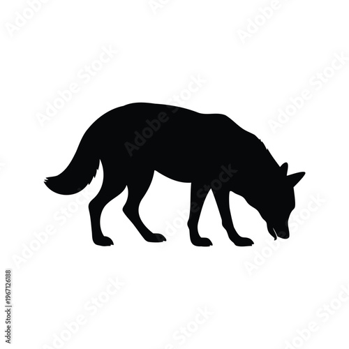 silhouette of a dog walking, elegant and simple design, vector illustration, wolf sniffing ground silhouette vector illustration