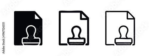 Document with user profile icon set. Identity verification, official record, and personal file concept.