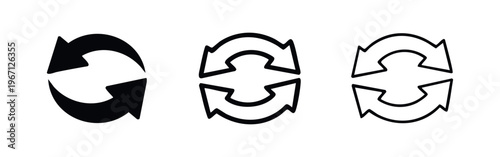 Reload and Refresh Arrows Icons Set. Update or Restart Symbol Vector Illustration