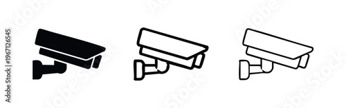 CCTV Security Camera Icon Set. Surveillance Video Monitoring System Symbols.