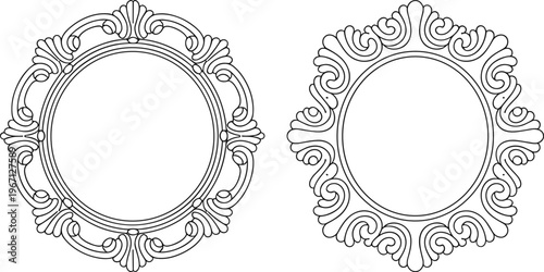 Φωτογραφία Set of luxury vintage circular line art frames with baroque style ornamental bor