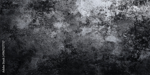 A dark aged metal surface with a rough grunge texture and vintage gray pattern creates a dirty antique backdrop for a weathered industrial design