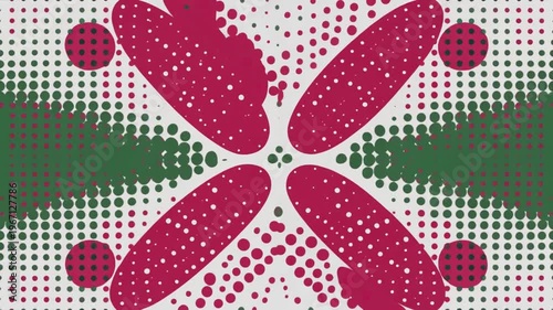 Red and green abstract dot pattern.