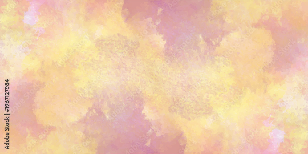 Obraz premium abstract watercolor background with soft pastel pink yellow and purple clouds, ethereal atmospheric texture backdrop