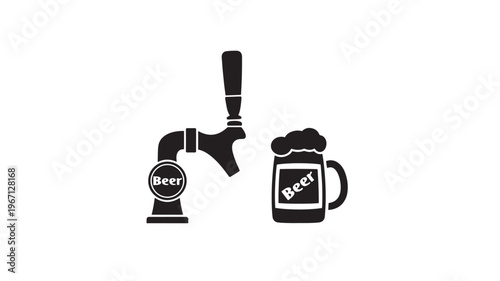 Beer tap and mug icons, representing a beverage dispenser and a frothy glass of beer with the word 'Beer' inscribed.