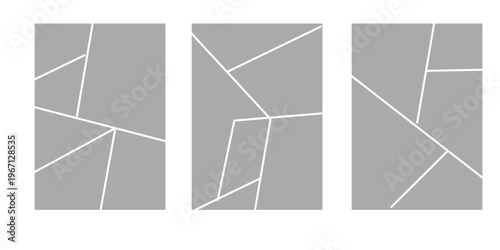 Set of collage grid manga comic storyboard layout panel blank template. Empty page frame for comic book, photo collage, poster, flyer. Vector illustration