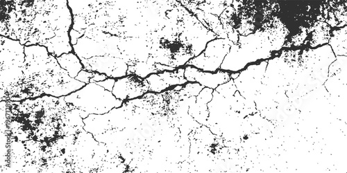 A rough black concrete surface features an aged grunge wall texture with cracked old paint and an ink splash pattern on a dirty stone backdrop