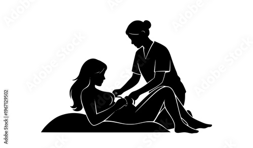 Mother Giving Birth Silhouette – New Life Parenting Healthcare Vector Illustration