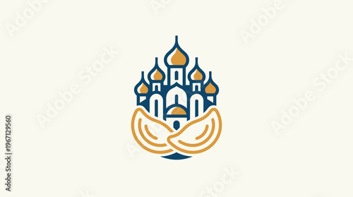 Stylized Russian Orthodox Church with Traditional Dumplings