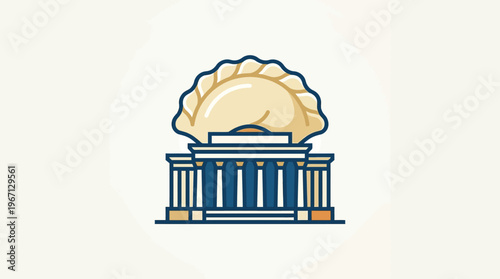 Dumpling Resting on Architectural Monument