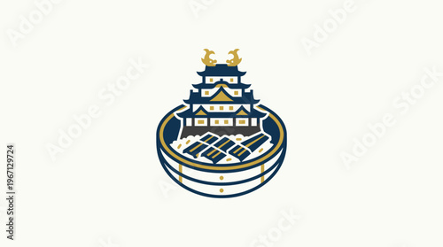 Stylized Japanese Temple within A Bowl