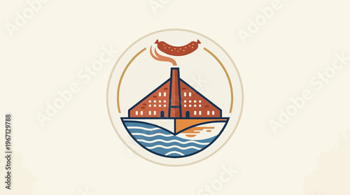 Vintage-Style Sausage Factory Logo Design