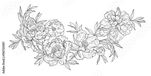 flowers and foliage. Vector illustration, bouquet.	