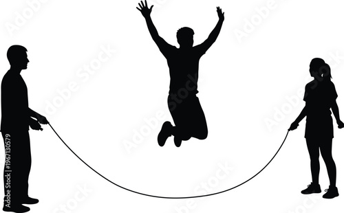 Black silhouettes set of diverse people running, sprinting, jogging, and performing athletic movements isolated on white background for fitness designs