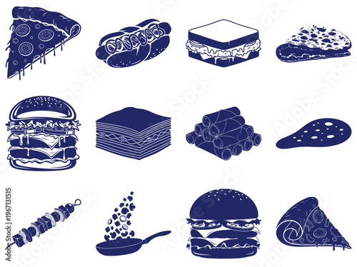 Blue fast food on white background isolated cutout
