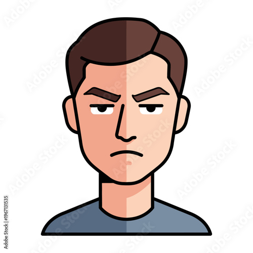 Angry Man Icon, Frustrated Face Vector Illustration, Negative Emotion Symbol