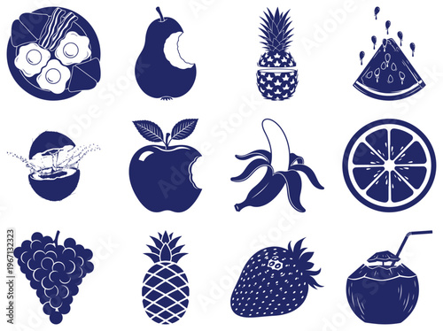Blue fruit isolated cutout transparent background