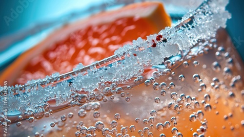 Premium mezcal cocktail with chili salt rim and effervescent bubbles captured in macro detail at upscale Mexican restaurant