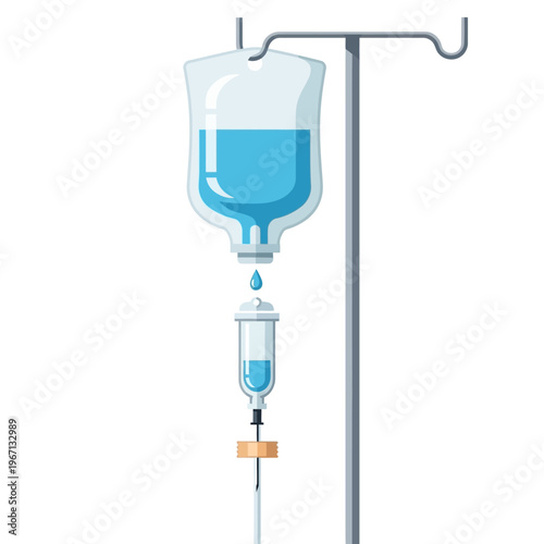 Intravenous Infusion Bag with Drip on Stand