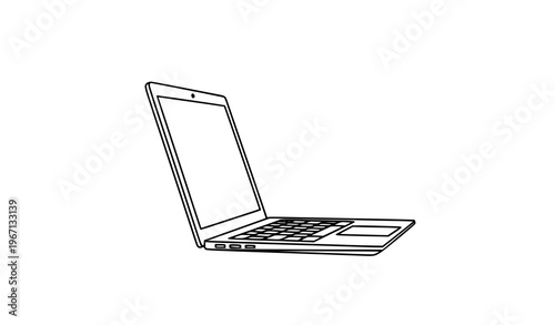 Fotografía Laptop icon side view vector line art isolated black outline minimal technology