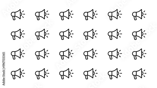 Megaphone and Speaker Icons 28 Line Symbols Communication Media Vector Set