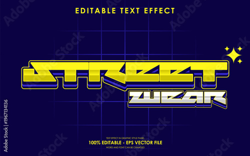 Streetwear Yellow and White Editable Text Effect with Navy Blue Background.