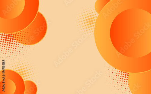 Orange Circles Abstract Background with Halftone Dots.