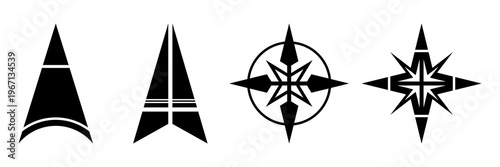 Black north direction sign vector set