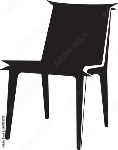 Black chair silhouette with white outline on plain background
