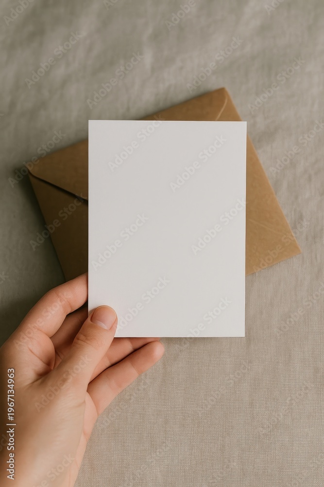 Obraz premium Blank card with brown envelope