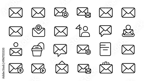Email and Messaging Icons 30 Outline Mailbox Send Receive Vector Set