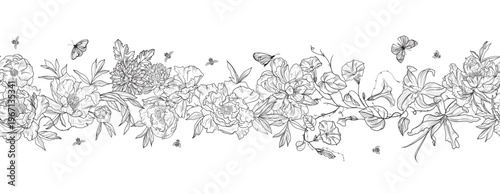 garland of flowers, vector illustration	