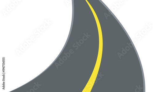 Perspective view of road going far away. Empty highway with marking stretching into distance. Travelling, trip, forward movement, future concept. Vector flat illustration.