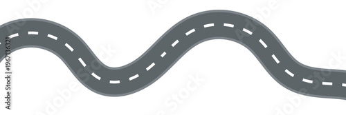 Perspective view of road going far away. Empty highway with marking stretching into distance. Travelling, trip, forward movement, future concept. Vector flat illustration.