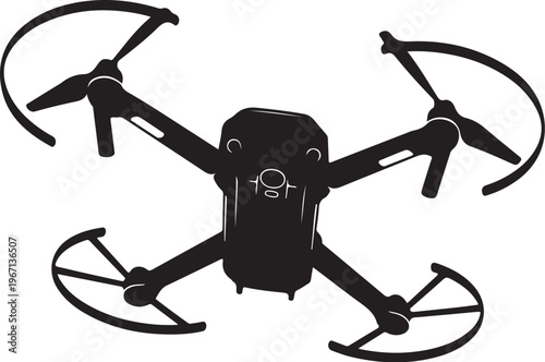 Black drone silhouette with four rotors four rotor drone