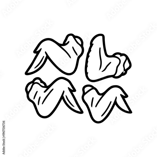Bold Line Chicken Wings Illustration / Poultry Meat Vector Icon