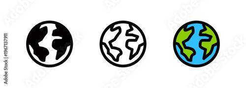 Earth and globe icons, simple Earth logo