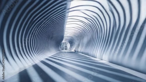 Exploration of light and shadow in a curving tunnel at midday