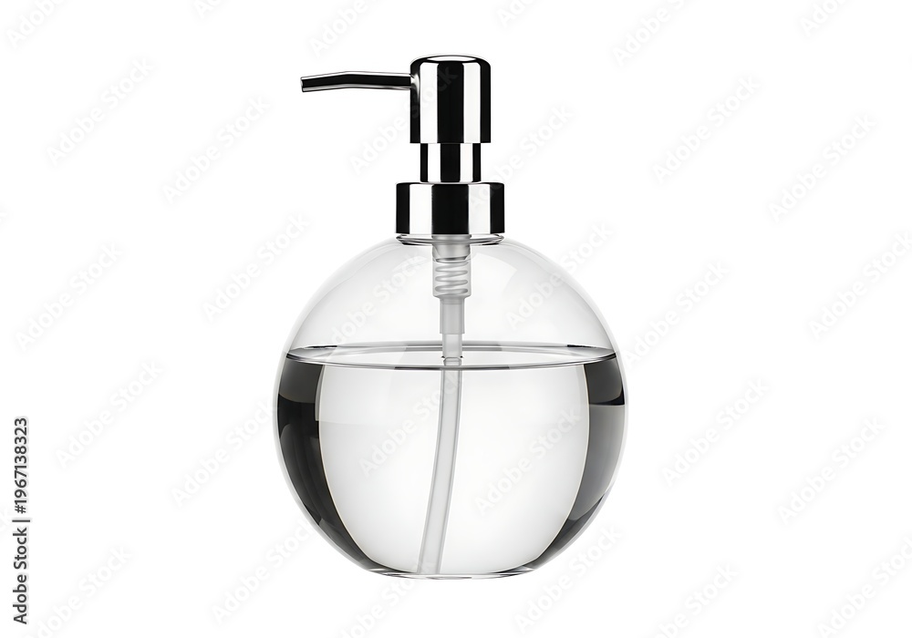 Obraz premium Elegant transparent soap dispenser with metallic pump for bathroom use