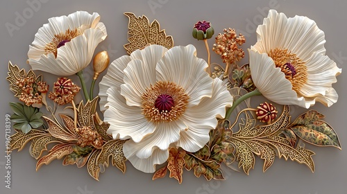 Classic floral arrangement with elegant embossed texture design high resolution Background